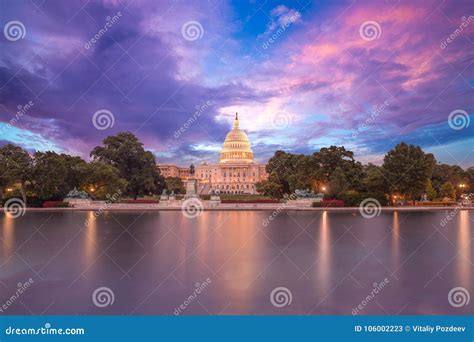 Capitol Building Sunset Congress Of Usa Stock Image Image Of National