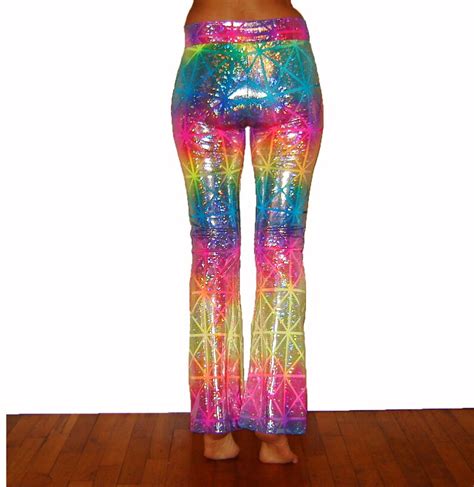 Rainbow Holographic Pants Unicorn Rockstar Shiny Sparkle Neon Etsy