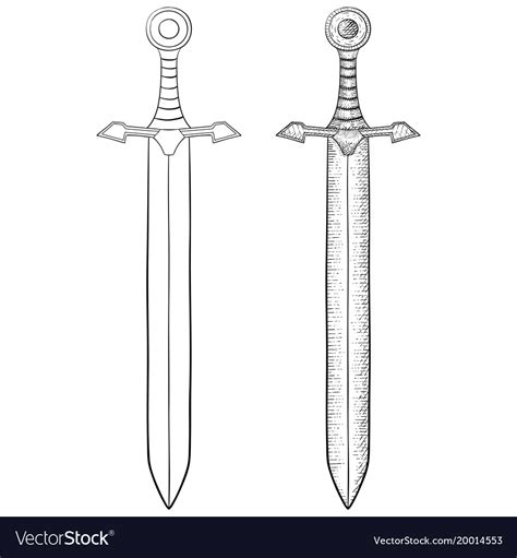 Sword Hand Drawn Sketch Royalty Free Vector Image