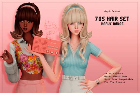 Daylife Sims — 70s Hair Set Heavy Bangs Hairstyle Hairstyle Sims