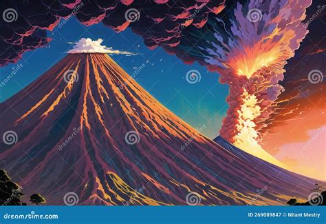 Eruzioni Vulcaniche Paesaggi Di Fumo Illustrazione Didattica Digitale