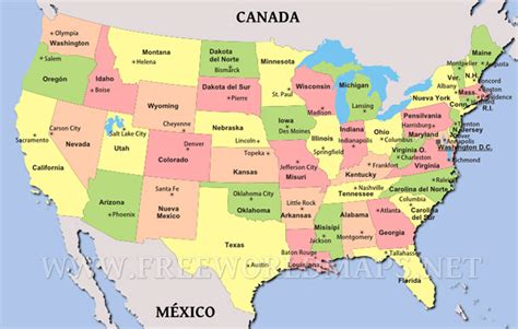 mapa de estados unidos con nombre