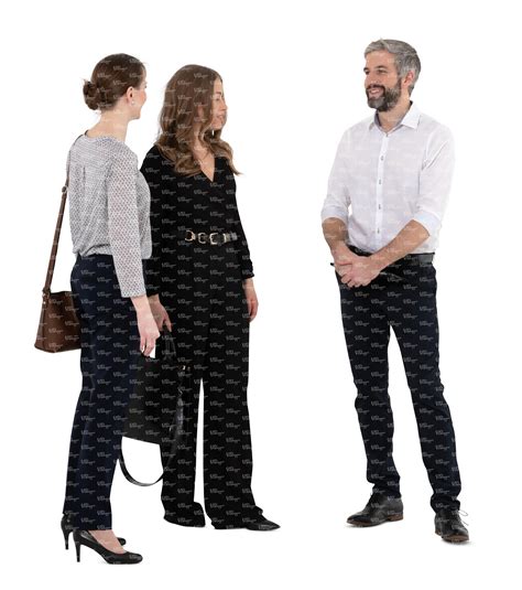 Three Cut Out People Standing And Talking Vishopper