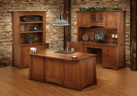 Hutch doors have beveled glass fronts. Jamestown Office Collection | Custom Amish Jamestown ...