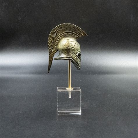 Mini Greek Bronze Helmet With Crest Ancient Spartan War Helmet Museum
