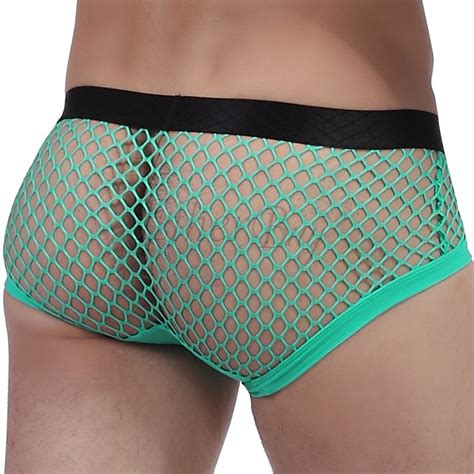 Cool Summer Mens Sexy Openwork Mesh Bikini Briefs Fishnet Shorts Pants
