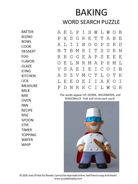 Baking Word Search Puzzle Puzzles To Play