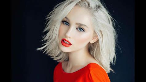 Look from the back vintage style portrait of beautiful woman with platinum blonde hair and red lips. Platinum Blonde Hair Women The Myth - YouTube