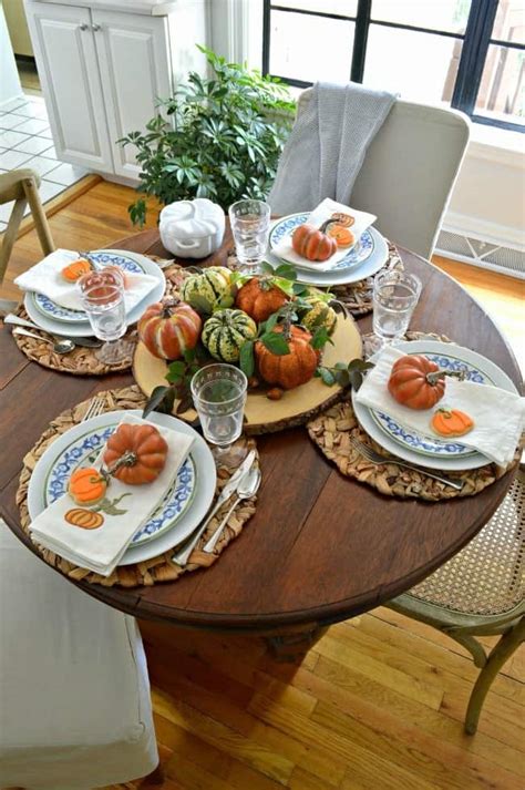 Simple Fall Tablescape Ideas Using Blue And White