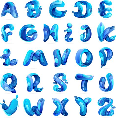 Blue Water Alphabets Vector Free Download