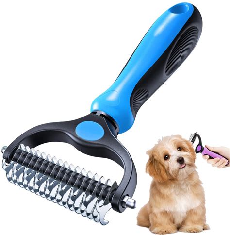 Pet Grooming Brush Double Sided Shedding And Dematting Undercoat Rake