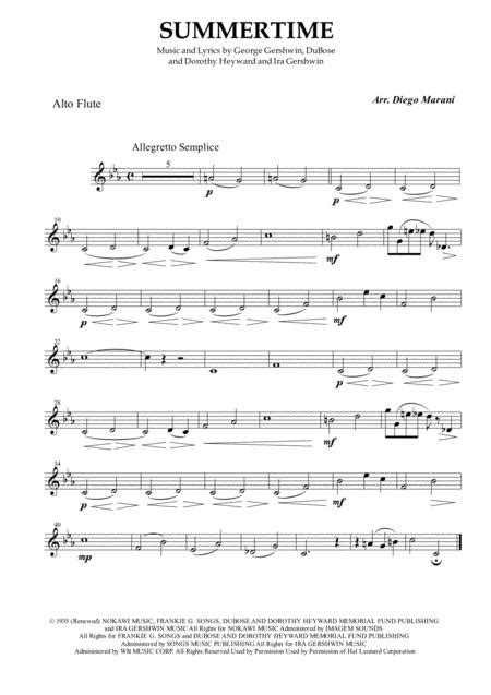 Summertime For Flute Quartet Sheet Music Pdf Download