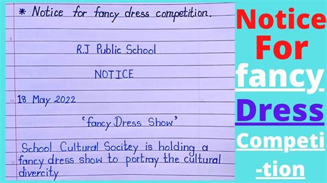Notice For Fancy Dress Competition In Englishnotice For Fancy Dress
