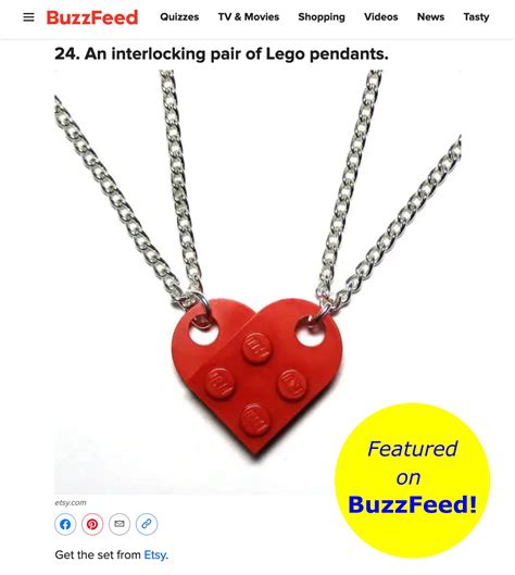 Heart Necklace Set Made With Authentic Lego Bricks 100 Etsy
