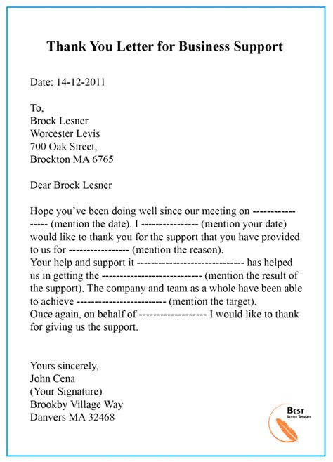 Thank You Letter After Business Meeting Sample And Examples