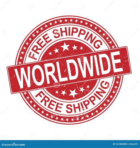 Free Shipping Worldwide Delivery Round Red Grungy Rubber Stamp Isolated