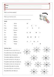 english worksheets  numbers worksheets page