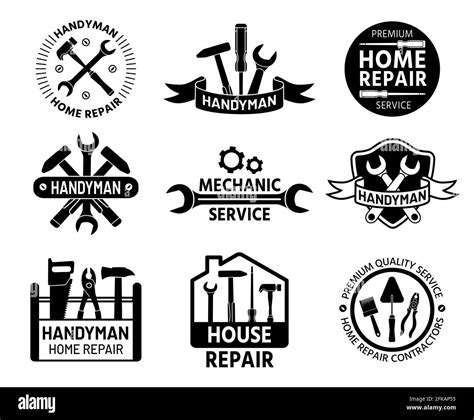 Handyman Logo Mechanic And Home Repair Service Logos With Construction