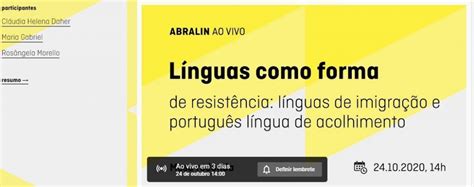 Abralin Ao Vivo Línguas Como Forma De Resistência Ipol