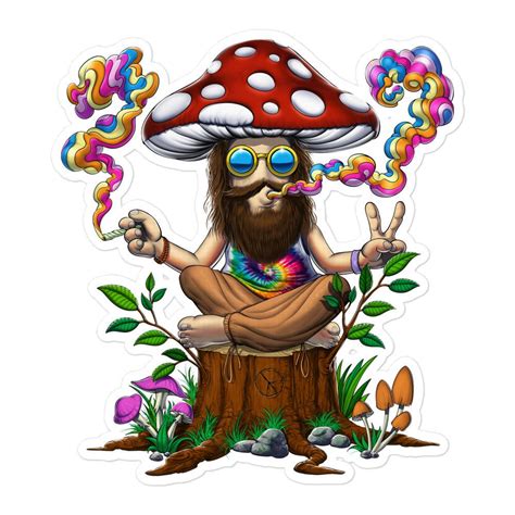 Magic Mushroom Hippie Meditation Psychedelic Sticker Psychonautica