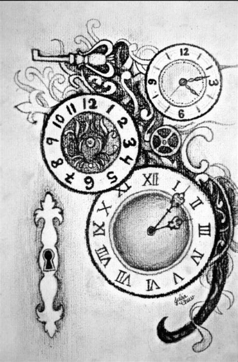 Clocks Clock Tattoo Design Mixed Media Art Canvas Doodle Art Designs
