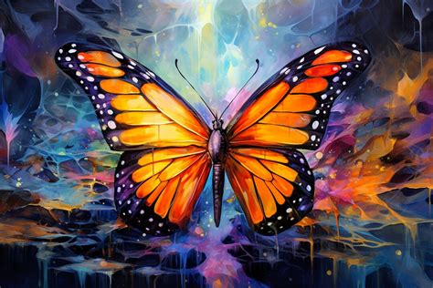 Monarch Butterfly Watercolor Painting Style Digital Art On Canvas