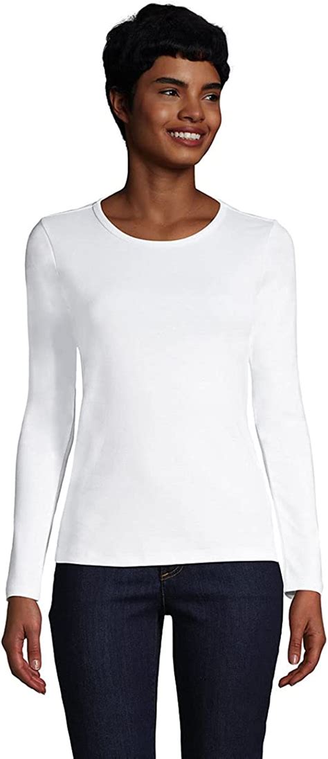 lands end women s all cotton long sleeve crewneck t shirt at amazon women s clothing store