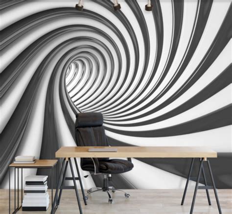144x100inch Bedroom Wallpaper Black Tunnel And Sphere Photo Wall Mural