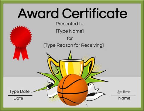 Basketball Certificates Regarding Sports Award Certificate Template