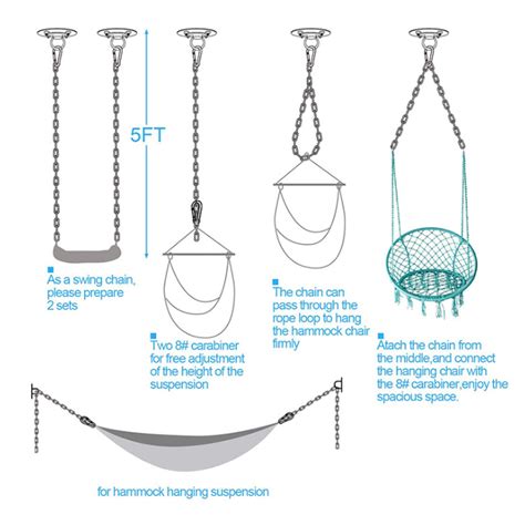 The kit is not required when purchasing a vivere spreader bar hammock because chain and tree lags come with our spreader bar hammocks. Hammock Hanging Chair Chains Kit Chains Hooks Adjustable ...