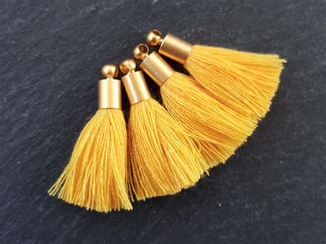 Mini Butter Yellow Soft Thread Tassels Earring Bracelet Tassel Fringe Cotton Tassels 22k Matte