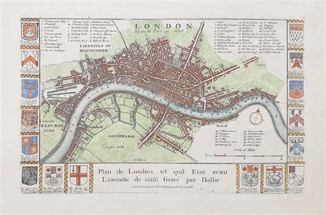 Antique Map Before The Great Fire Of London By Robert Wilkinson After