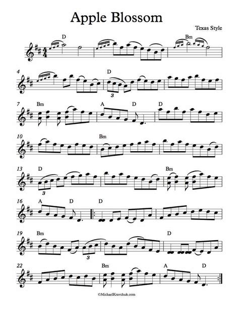 Free Violin Sheet Music - Apple Blossom - Fiddle