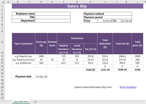 Pay Slip Excel Templates