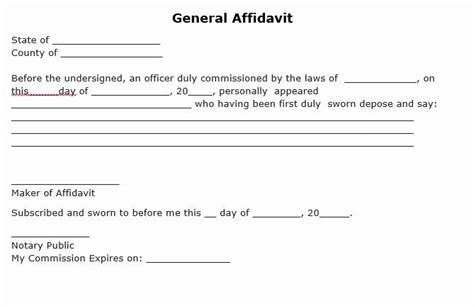 Fill in the blank cover letter templates; Free General Affidavit form Download Lovely Free General ...