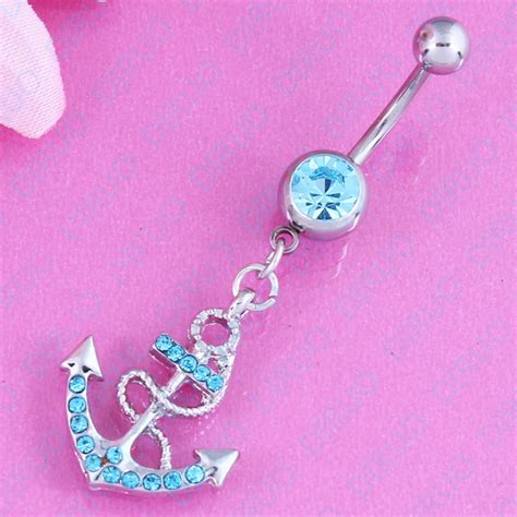 Fashion Charming Hot Sell Rhinestone Anchor Dangle Button Barbell Belly