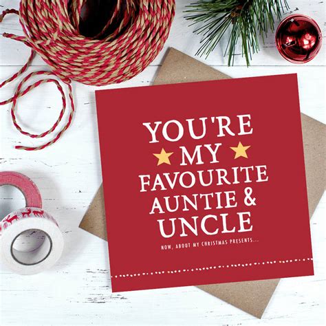 You Re My Favourite Auntie And Uncle Christmas Card By Zoe Brennan