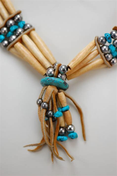 Cherokee Traditional Turquoise Bone Choker By Pam Loyal Native