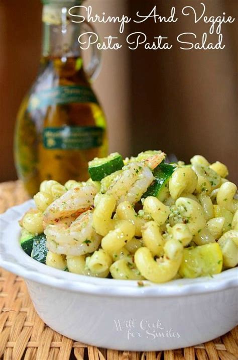Maybe you would like to learn more about one of these? Shrimp & Veggie Pesto Pasta Salad | Perfect summer pasta ...