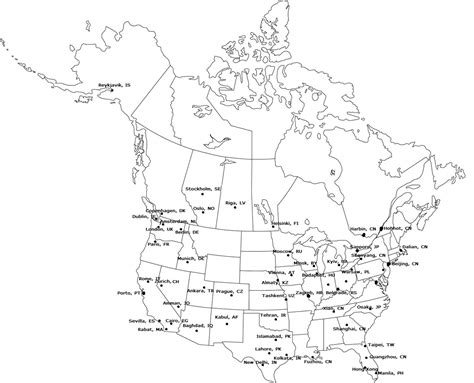 Map Of Us And Canadian Major Cities Corresponding To Similar Us