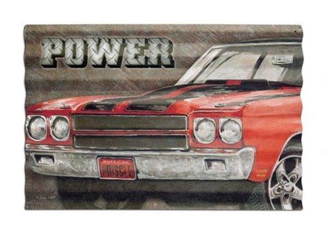 Power Muscle Car Corrugated Metal Sign 24 X 16 Inches