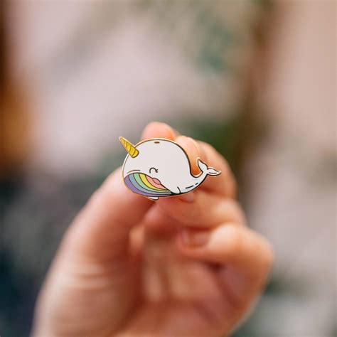 Rainbow Narwhal Hard Enamel Pin Tiny Enamel Pin For Whales Lovers By