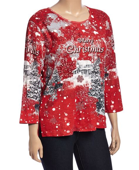 Red Merry Christmas Scoop Neck Top Plus Holiday Faves Christmas