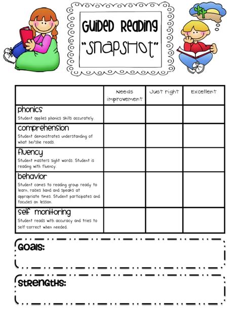 Guided Reading Assessment Form Stinson Phonics Reading Comprehension