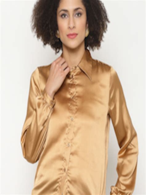 Buy Twenty3 Women Gold Coloured Solid Casual Shirt Shirts For Women