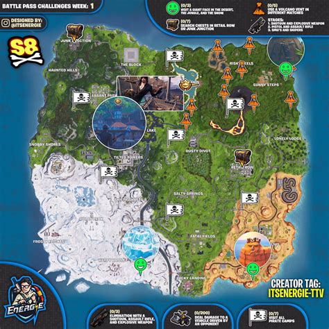 Fortnite Cheat Sheet Map For Season 8 Week 3 Challenges Fortnite
