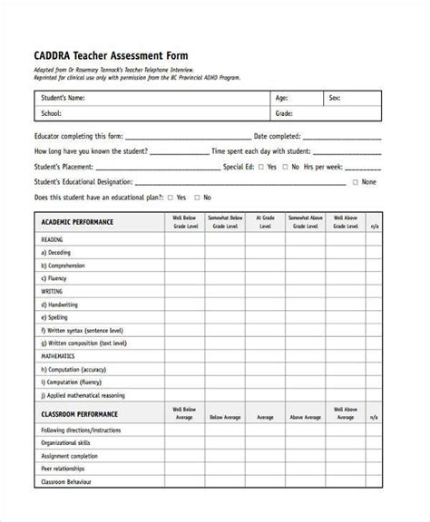 Free 8 Student Assessment Form Samples In Pdf Ms Word