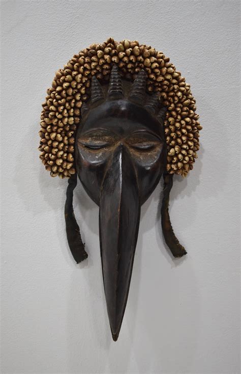 African Mask Dan Tribe Liberia Burnished Wood Cowrie Shells Dan Mask