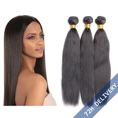 Brazilian Virgin Human Hair Natural Color Yaki Straight Hair Weave 3