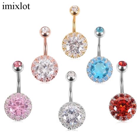 Imixlot Beautiful 6 Colors Rhinestone Navel Piercing For Women Belly Button Body Puncture New